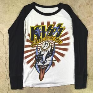 Vintage 80s/90s size S kiss hotter than hell USA made metal 3/4 sleeve baseball